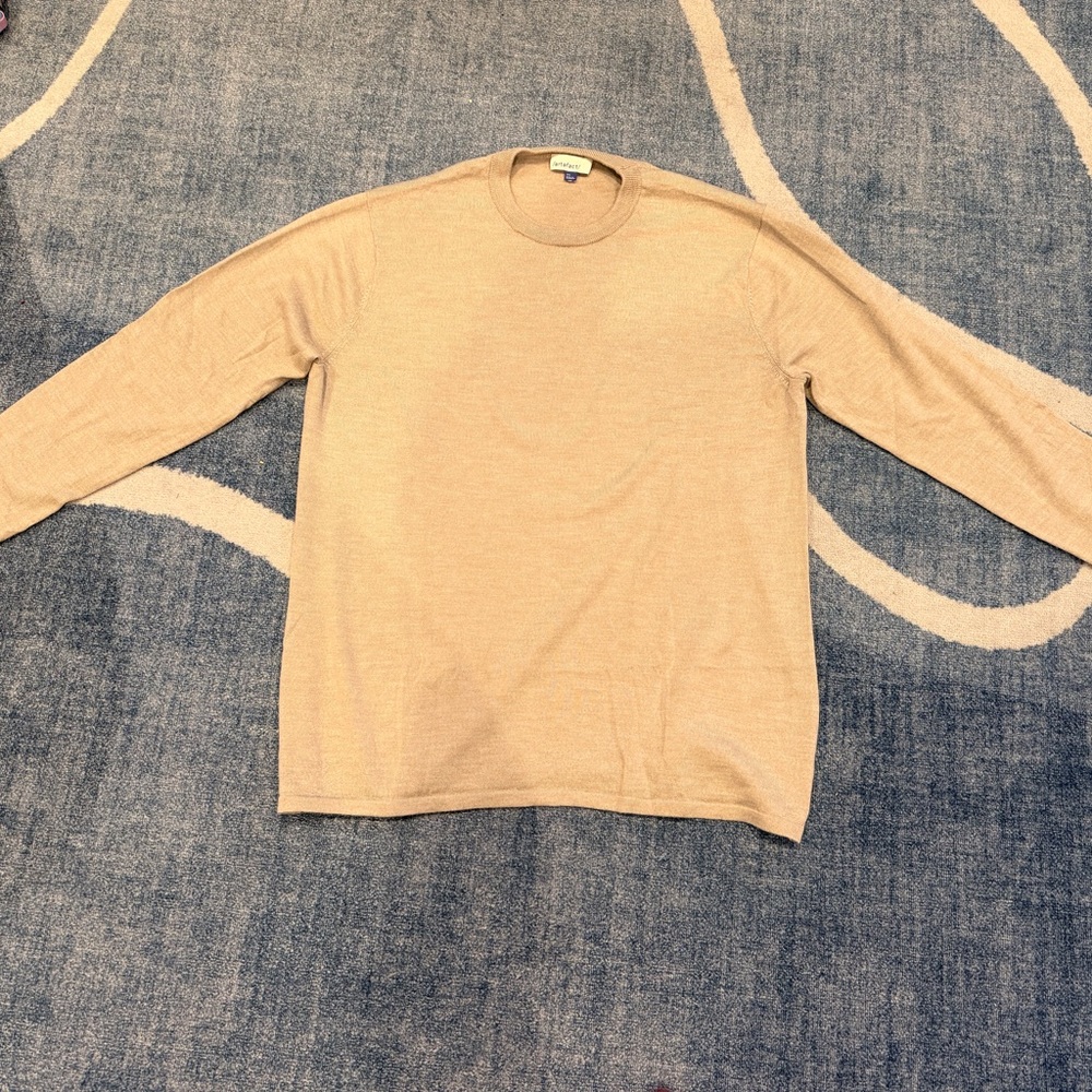 Men's Merino Wool Crewneck Sweater - Tan